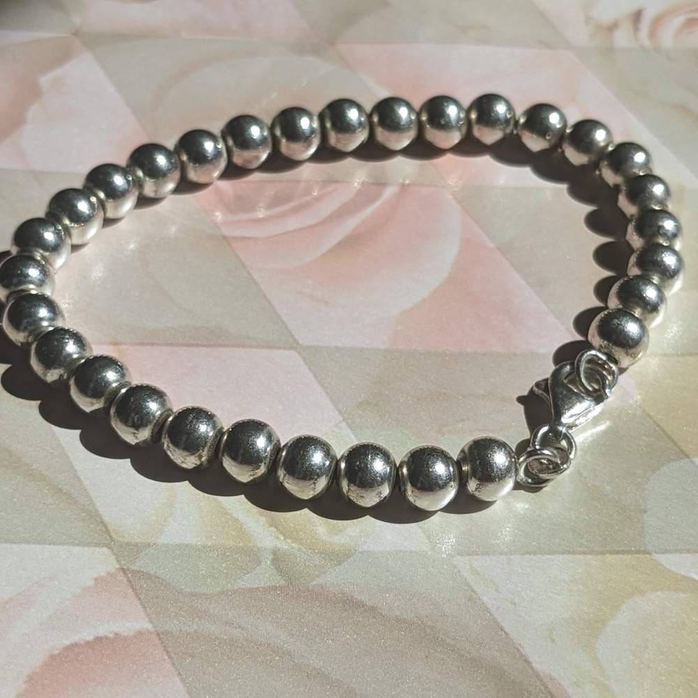 Italian Sterling Silver Beaded Bracelet